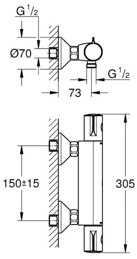 GROHE 34558000 - Termostatická sprchová batéria GROHTHERM 800 DN 15 lesklý chróm