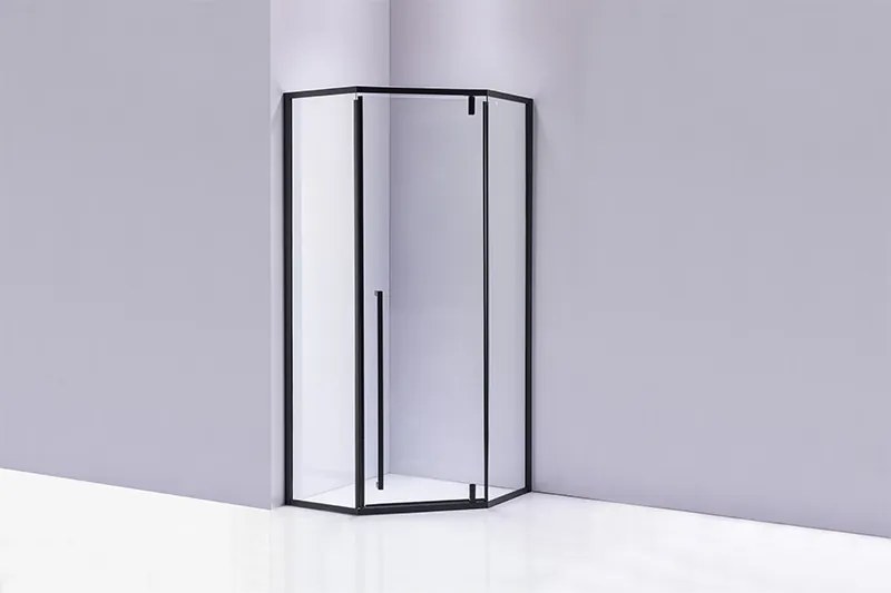 BPS-koupelny Päťuholníkový sprchový kút BS07B 90x90 čierna/transparent - bez vaničky