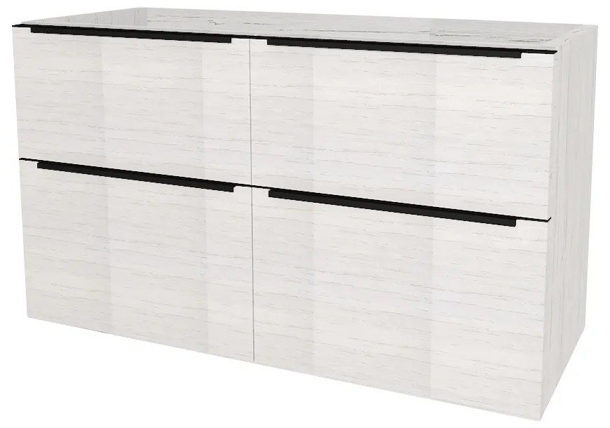 Mereo, Mereo Mailo, kúpeľňová skrinka 121 cm, čierne madlo, Multidecor, Pino Aurélio, MER-CN593SBPINO