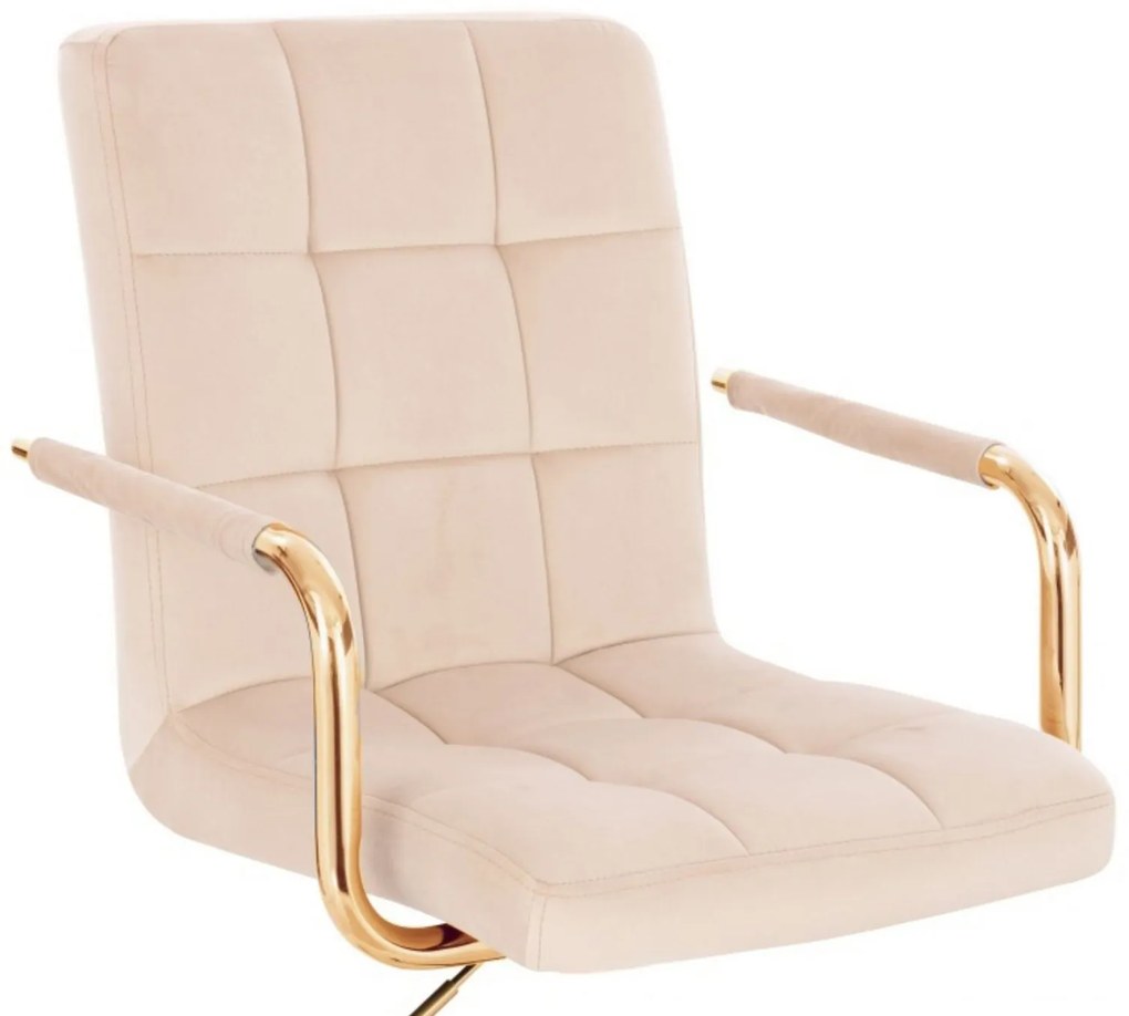 LuxuryForm DESIGN Otočná stolička VERONA GOLD VELUR na čiernej podstave s kolieskami - krémová