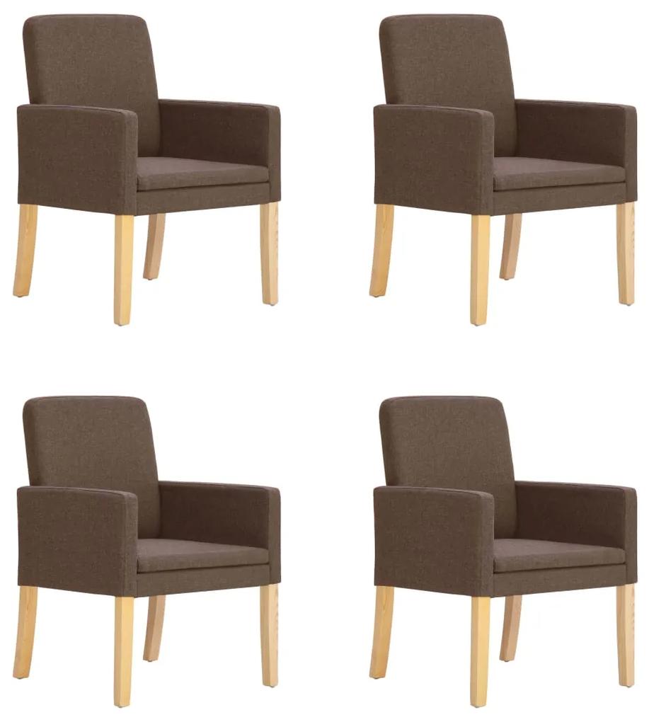 vidaXL Jedálenské stoličky 4 ks hnedé látkové