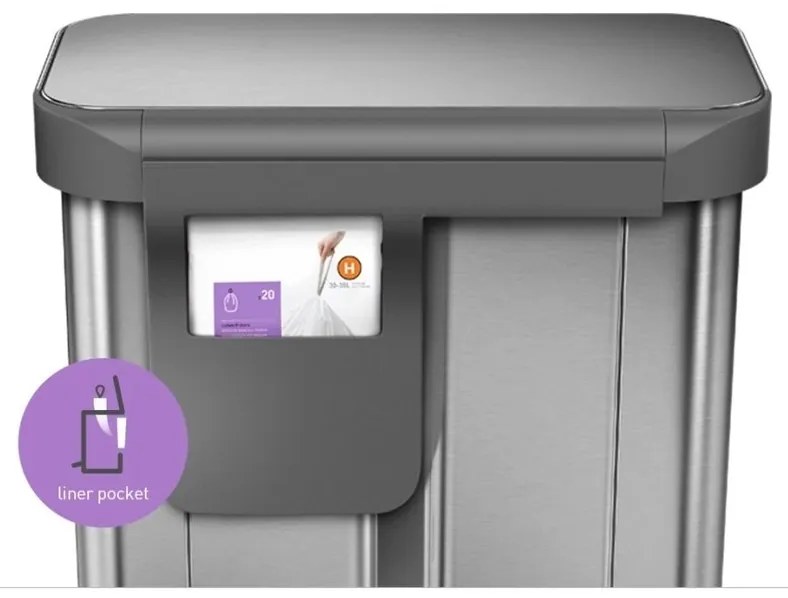 Simplehuman Pedálový odpadkový kôš na triedený odpad, 58 l, kefovaná oceľ, FPP
