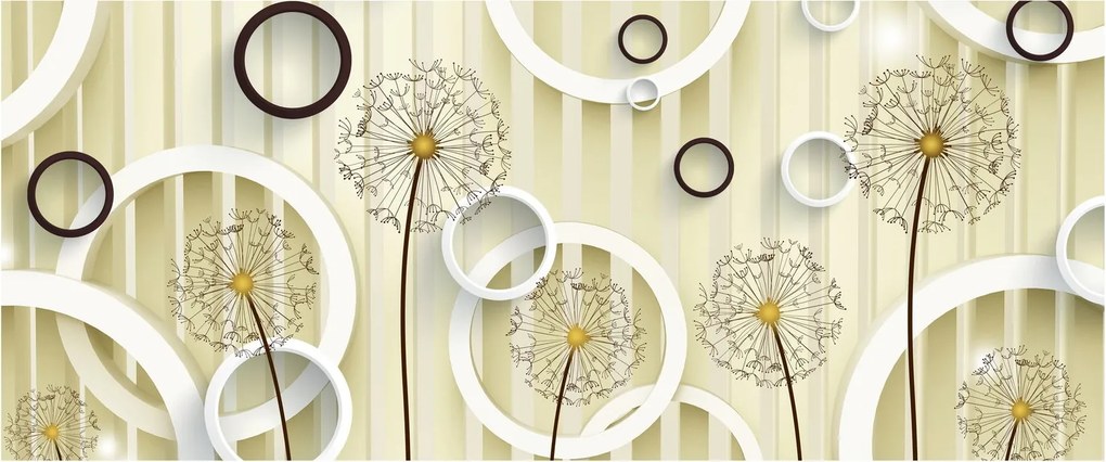 Abstraktný obraz s púpavami (120x50 cm)