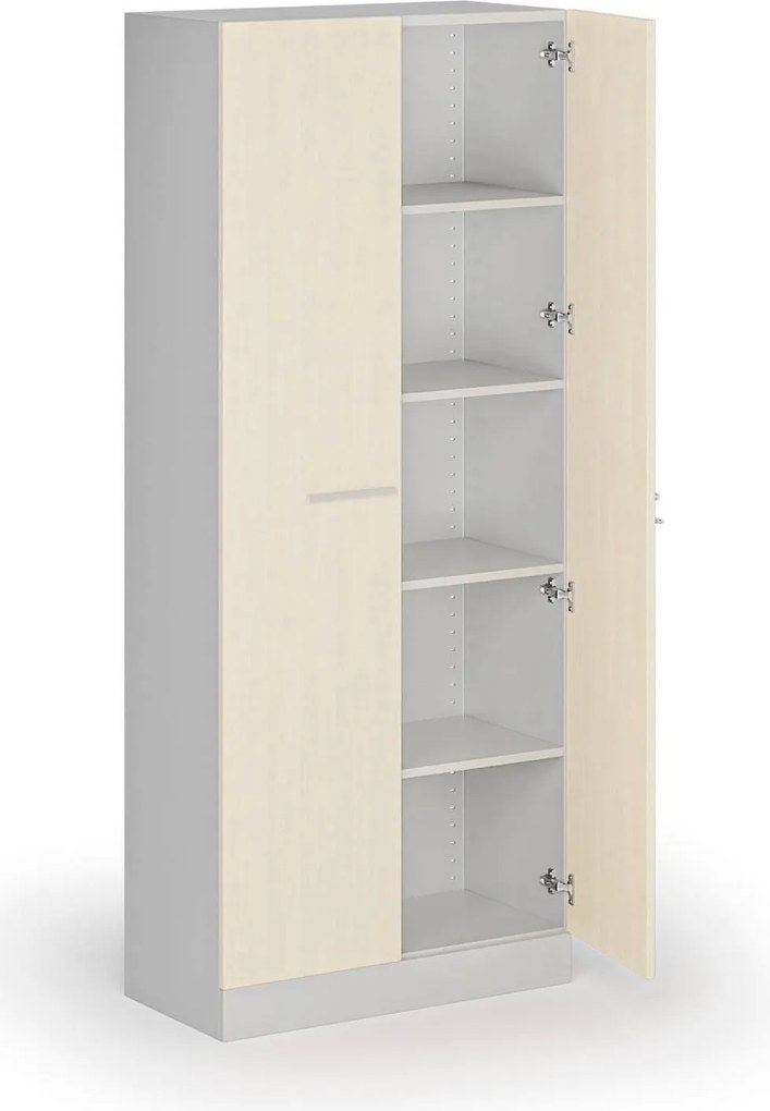 Kovová spisová skriňa s drevenými dverami, demontovaná, 1950 x 800 x 400 mm, breza