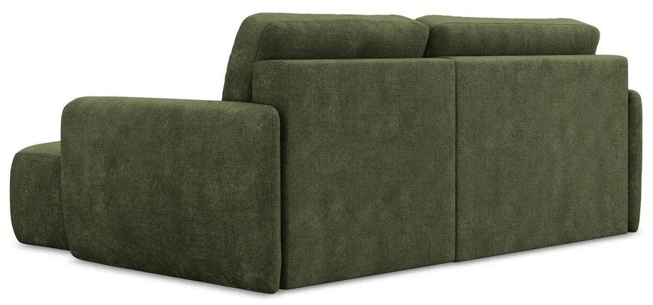 Zelená ženilková rozkladacia/s úložným priestorom rohová pohovka (pravý roh/s leňoškou) Lilo – Makamii