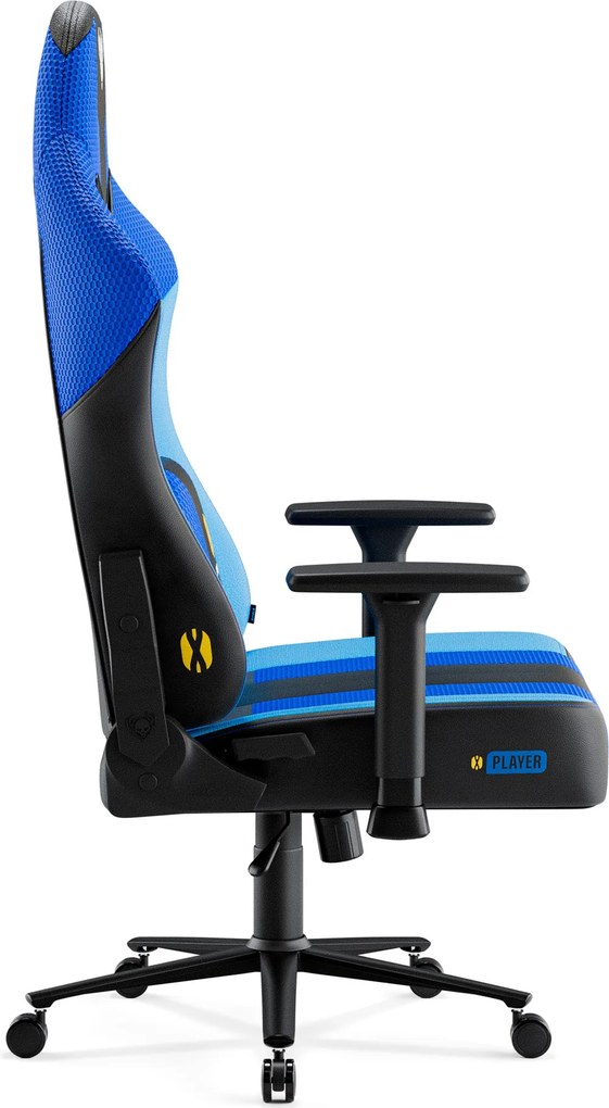Herné kreslo s látkovým poťahom, veľkosť King Size, modrý-čierny: Diablo X-Player 2.0 Frost Black