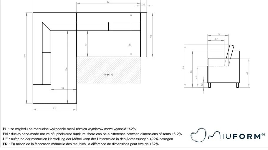 Hnedá menčestrová rozkladacia rohová pohovka (ľavý roh) Lofty Lilly – Miuform