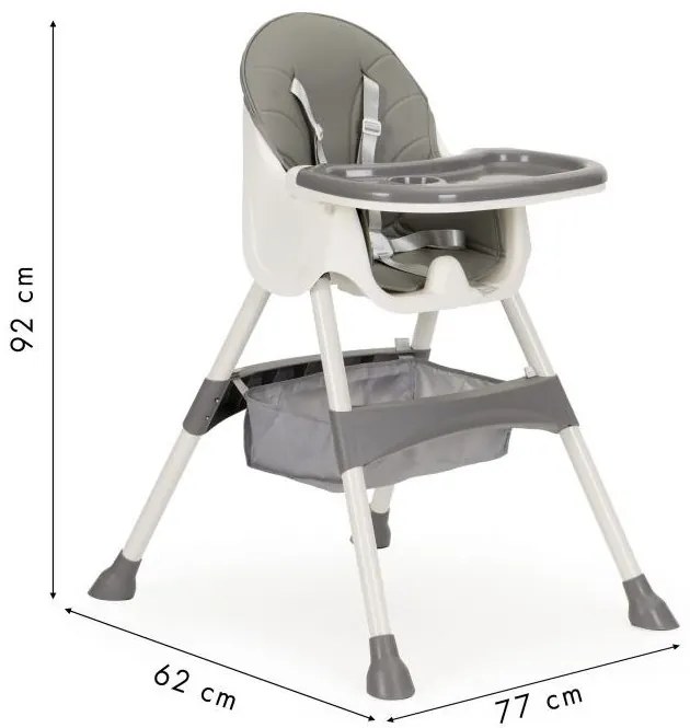 ECOTOYS Detská jedálenská stolička 2v1 Grey