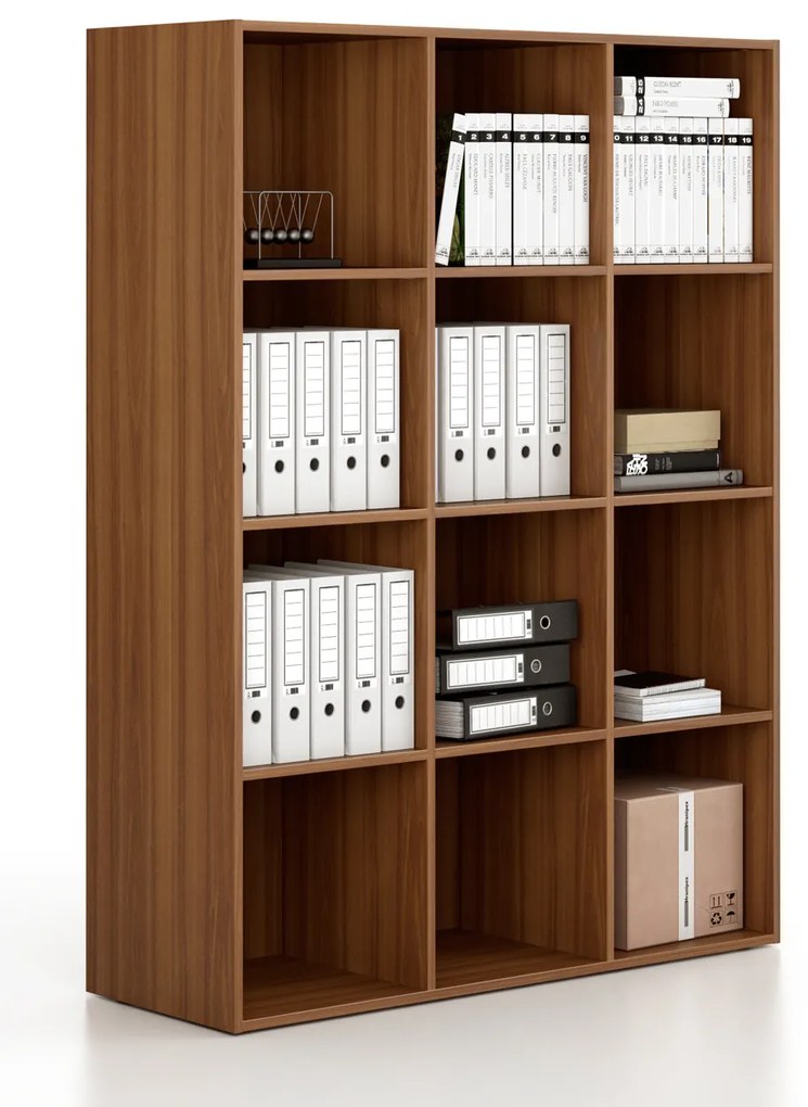 Regál FRAME, nižšia, 3 stĺpce, 1735 x 1299 x 450 mm, orech