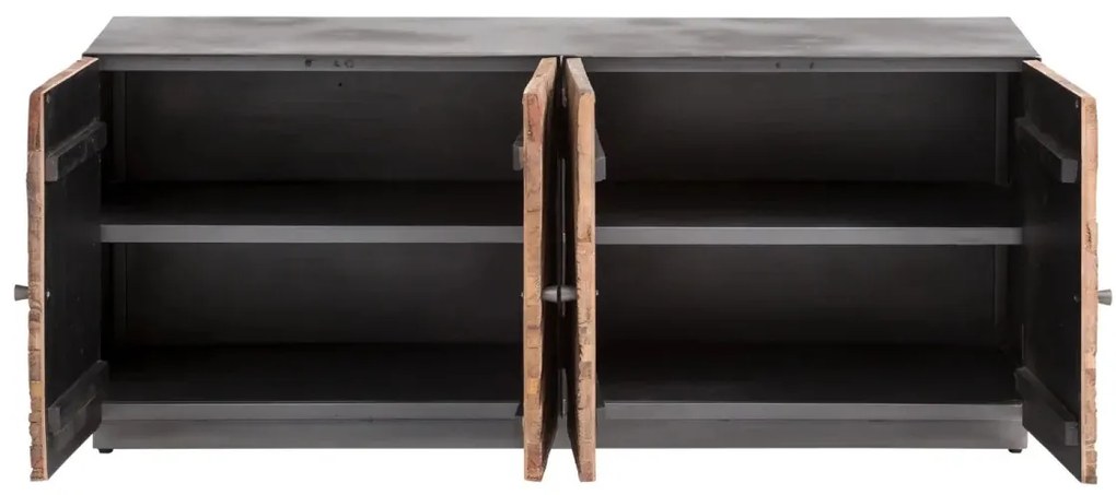 furniture-nabytek.cz - Masivní TV lavice Derby z recyklovaného dřeva a kovu, lakovaná, přírodní / šedá – 160×50×60 cm