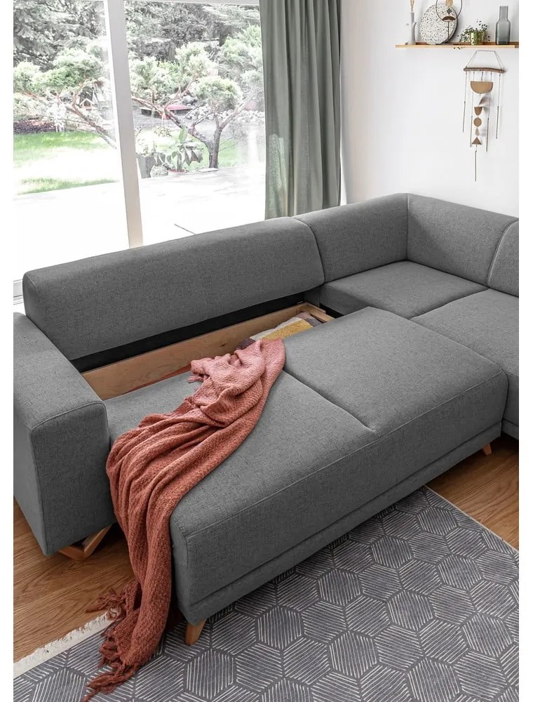 Sivá rozkladacia/s úložným priestorom rohová pohovka (pravý roh/do L) Classy Sophie – Miuform