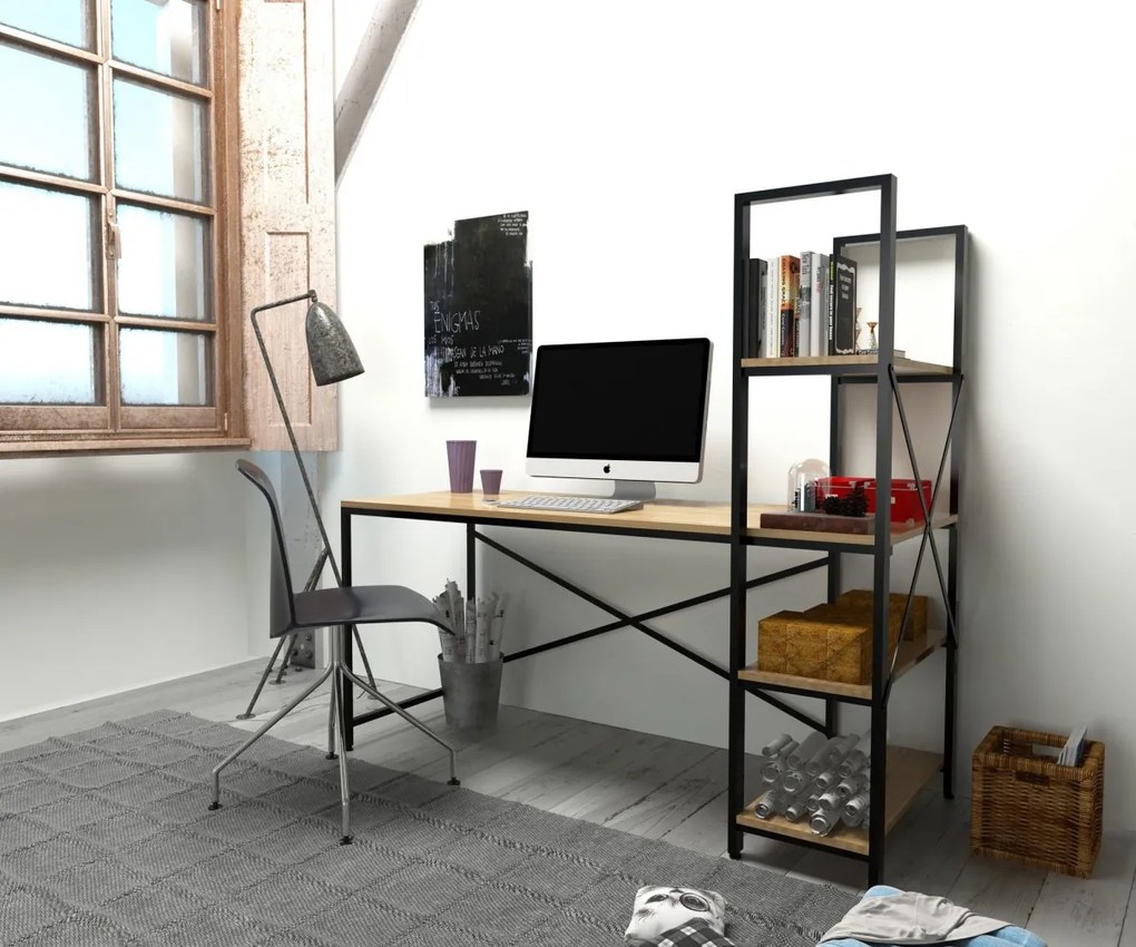 Písací stôl s regálom CENTILE dub sonoma