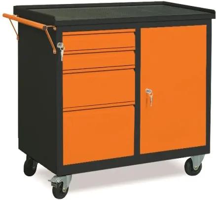 NABBI WW01G/EA dielenský vozík na kolieskach so zámkom grafit / oranžová