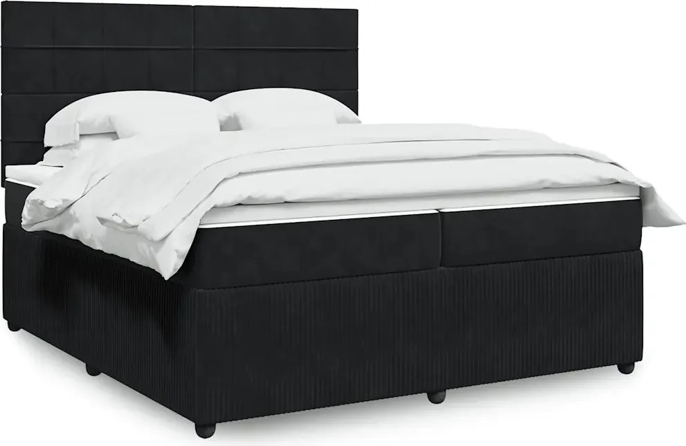 vidaXL Posteľný rám boxspring s matracom čierny 200x200 cm zamat