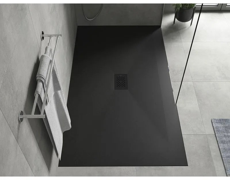 Mexen Hugo, obdĺžniková sprchová vanička SMC 160 x 100 cm, čierna, čierna krytka, 42701016-B