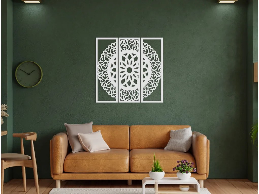 drevko 3-dielna drevená mandala Symetria Rozmer obrazu: 44,5 x 46 cm, Farba dekorácie: Čierna