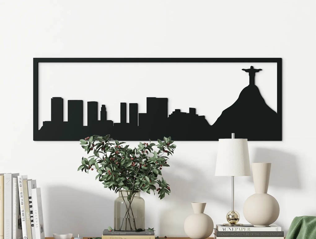 drevko Obraz Rio de Janeiro panoráma Rozmer obrazu: 29,5 x 89 cm, Farba dekorácie: Čierna