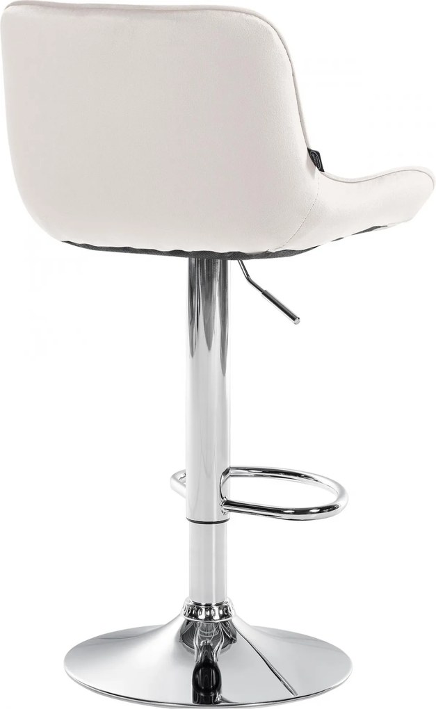 Barová stolička Vonore - zamat, chróm rám - Krémová