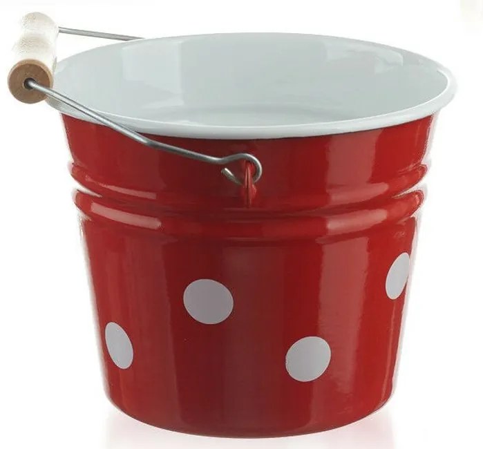 Červený smaltovaný kýblik s bodkami Red dot - Ø16 * 14cm - 1.5L
