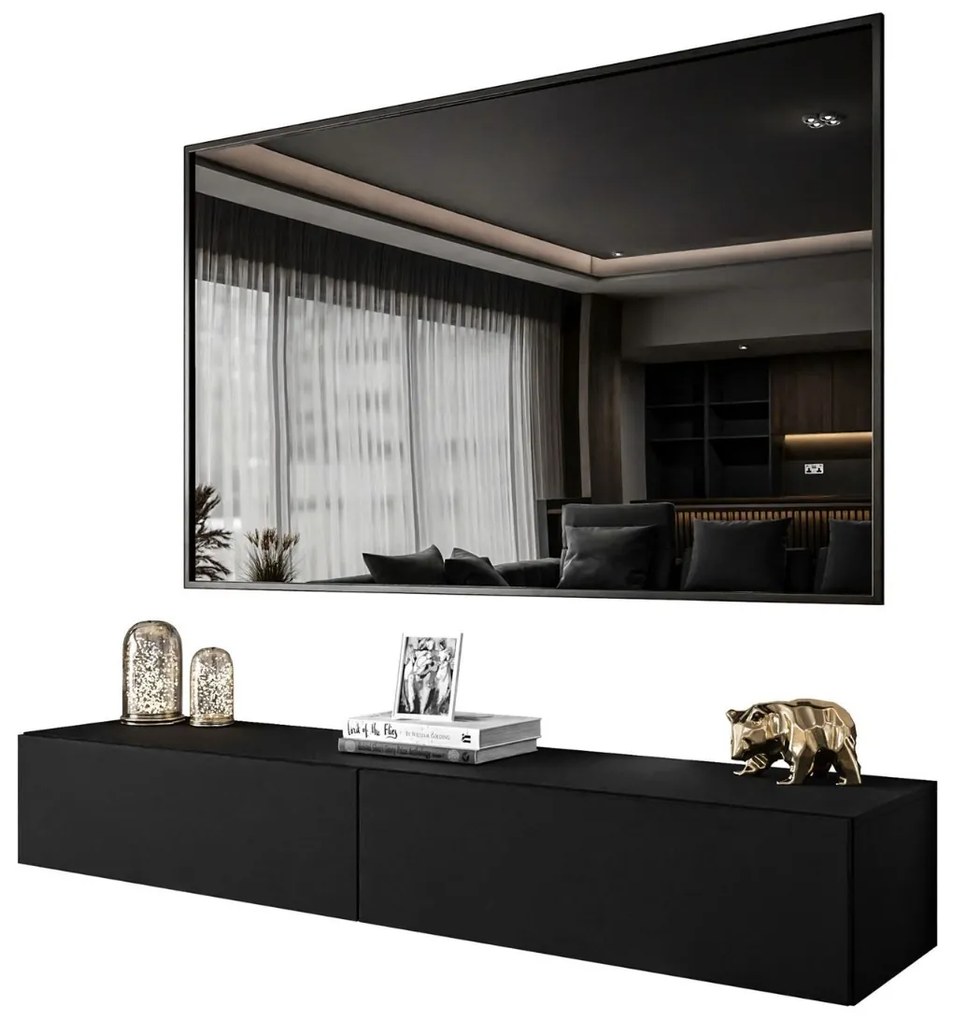 ZÁVESNÝ TV STOLÍK ELEGANTE ČIERNY MATNÝ 175 cm