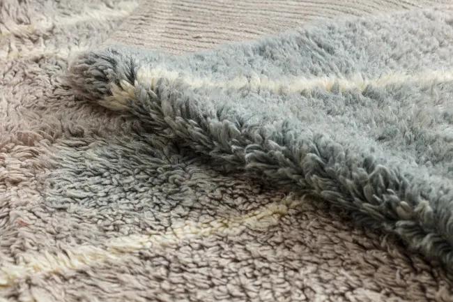 Ručne tkaný vlnený koberec BERBER BJ1115 Boujaad berber kosoštvorce, modrý / sivý