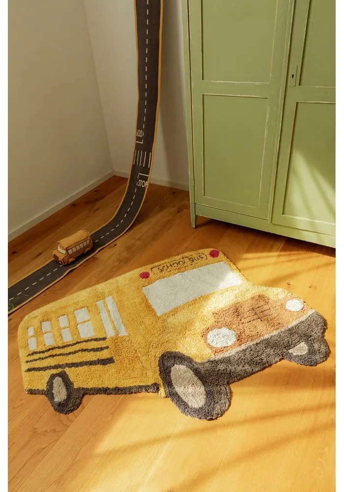 Okrovožltý prateľný/ručne tkaný bavlnený detský koberec 90x130 cm School Bus – Lorena Canals