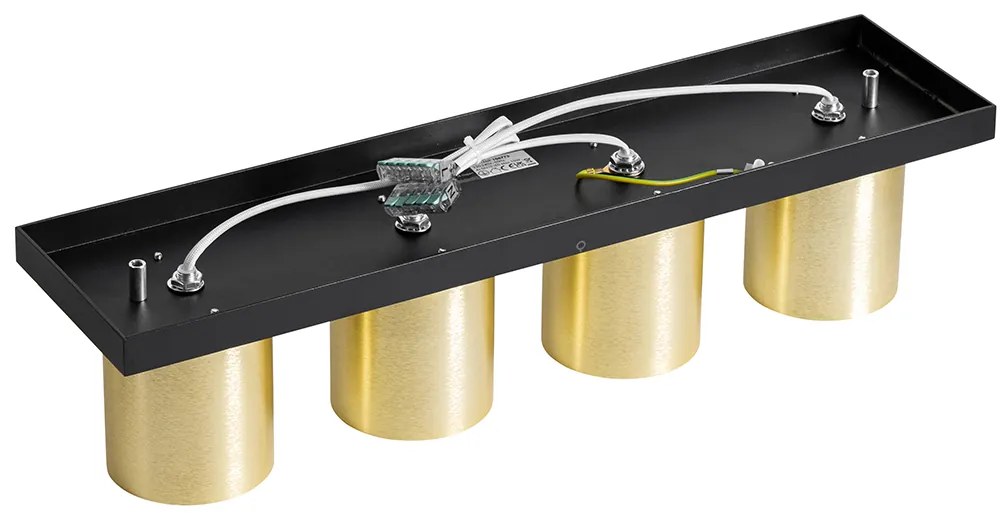 Moderné stropné bodové svietidlo čierne so zlatom 4-žiarovkové - Tubo