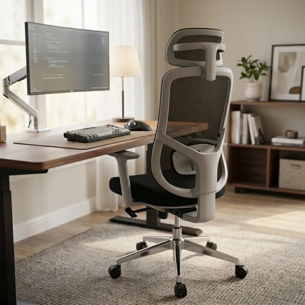 Kancelárska ergonomická stolička Neoseat ALLY WHITE — čierna / biela, nosnosť 150 kg