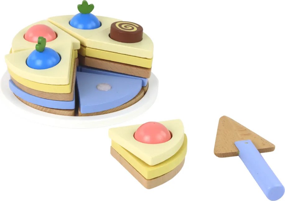 LEAN Toys Drevená torta s 8 kúskami hračka