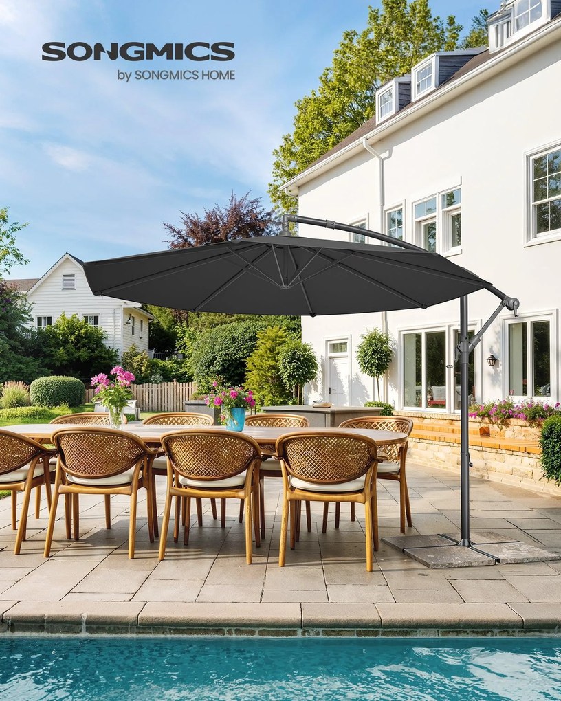 SONGMICS záhradný slnečník s konzolou, 3 m, šedý