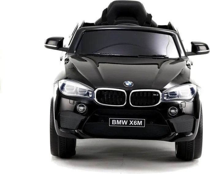 LEAN CARS Elektrické autíčko BMW X6, čierne, koža a EVA kolesá