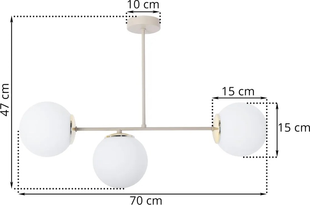 Stropné svietidlo Florence, 3x biele sklenené tienidlo, be/g
