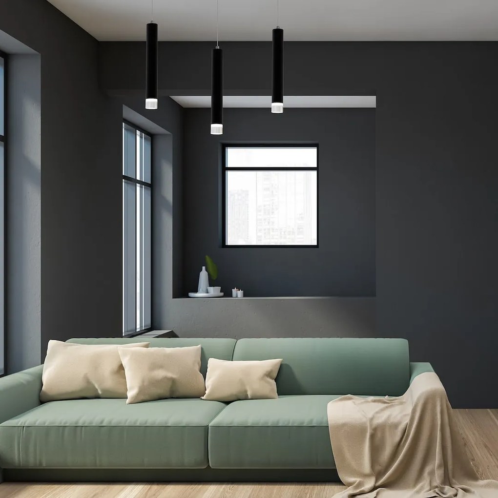 Závesné svietidlo Carbon, 3x čierne kovové tienidlo, b