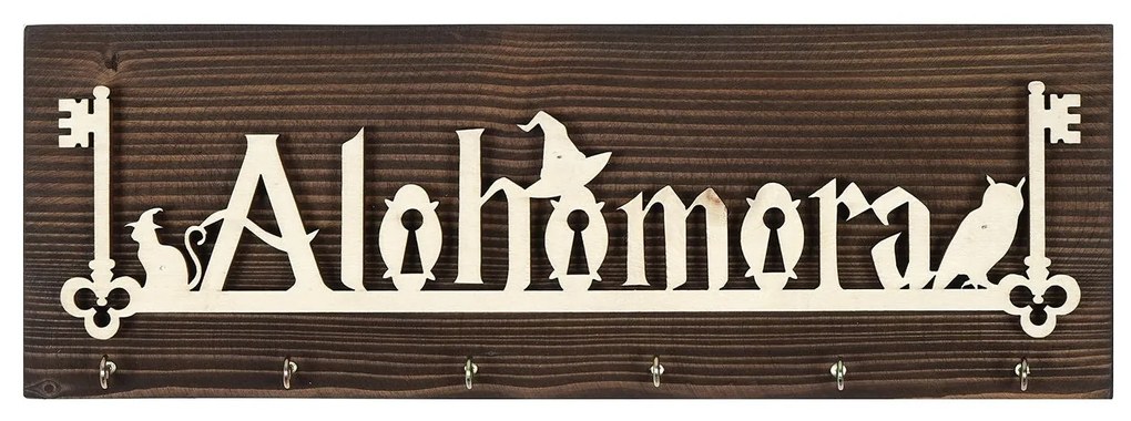 Nástenný vešiak na kľúče Alohomora drevený