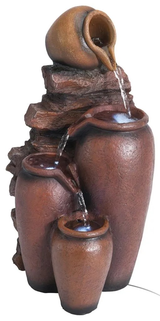 Záhradná fontána s osvetlením Amfora, 41x21x23 cm, polyresín, hnedá