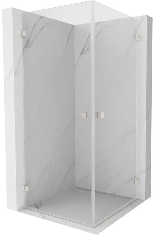 Mexen Lunar-B Duo výklopný sprchový kút 80 x 80 cm, číre sklo, brúsená oceľ, 832-080L-080P-97-00