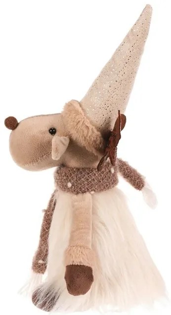 Vianočná dekorácia Sob, v. 32 cm, sediaci, béžová/hnedá