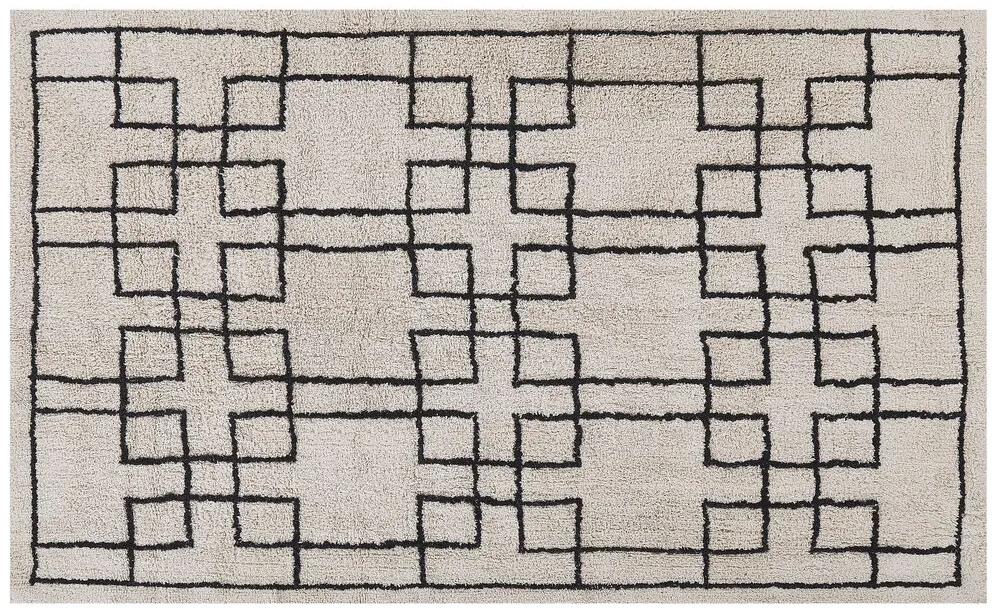 Bavlnený koberec 140 x 200 cm béžová/čierna TURHAL Beliani