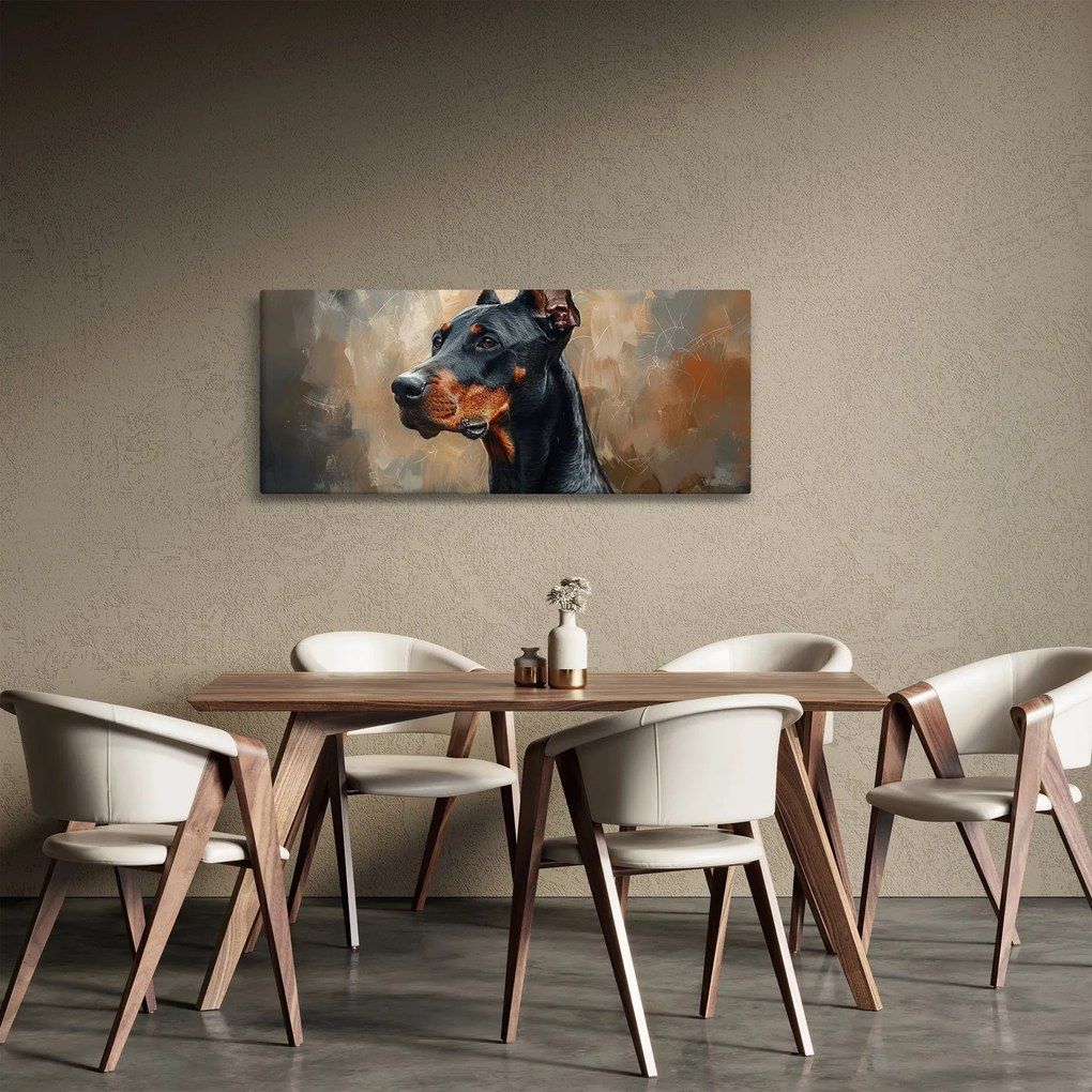 Obraz - Portrét Dobermana (120x50 cm)