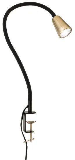 Orion - Flexibilná stolová lampa s klipom DOTTY 1xGU10/10W/230V mosadz/čierna