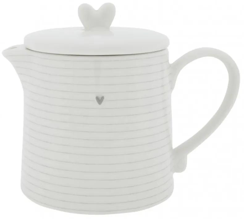 Teapot White w.Stripes in Grey