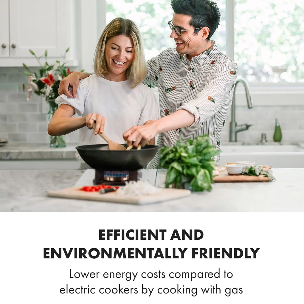 Klarstein Goldflame Domino, plynová varná doska, 2 mosadzné horáky, sklokeramika