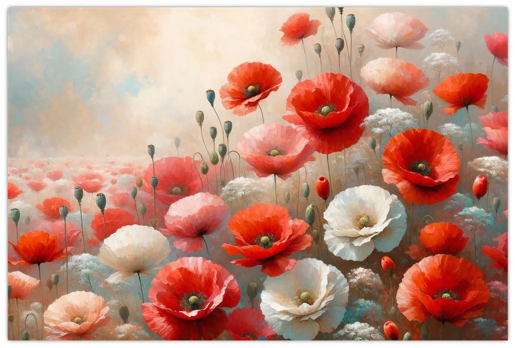 Obraz - Maľba vlčích makov (90x60 cm)