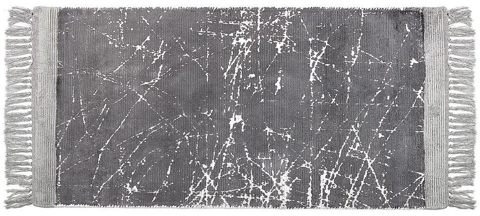 Viskózový koberec 80 x 150 cm sivý HANLI Beliani
