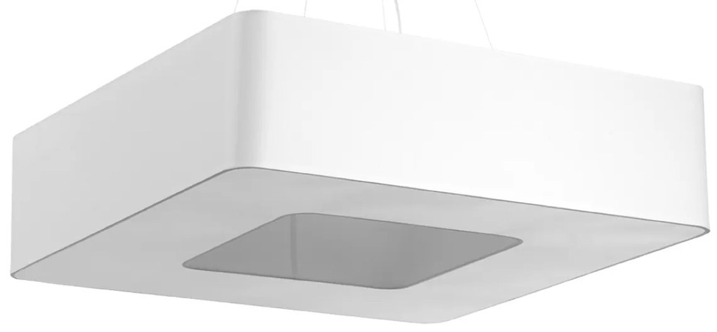 Závesné svietidlo Urano, 1x biele textilné tienidlo, (biely plast), (80 cm)