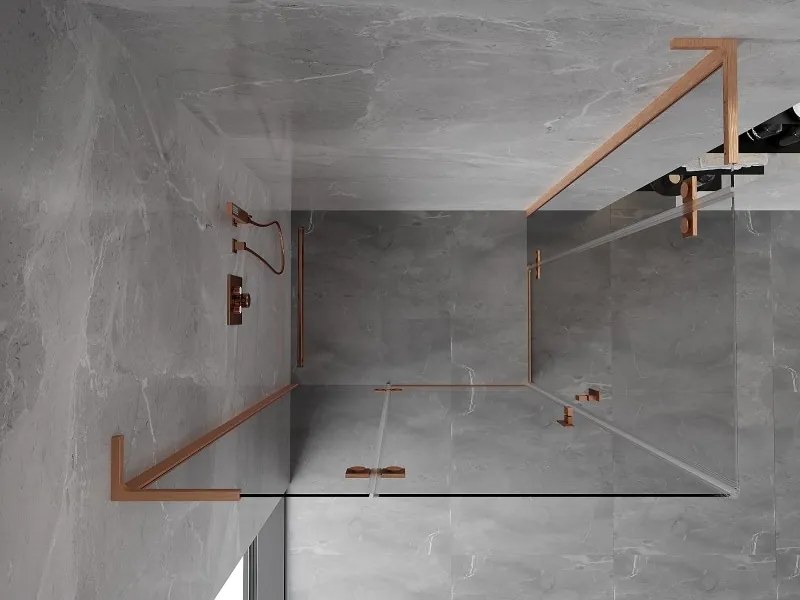 Mexen Mist-H L Duo, 2-krídlový sprchový kút 105 x 95 cm, číre sklo, medený matný profil, 8A5L-105L-095P-65-00