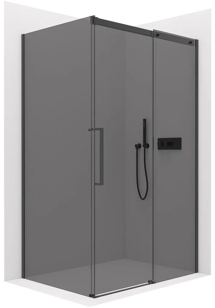 CERANO - Sprchovací kút Lantono L/P - 8 mm - čierna matná, grafitové sklo - 130x80 cm - posuvný, CER-CER-8050BD7524