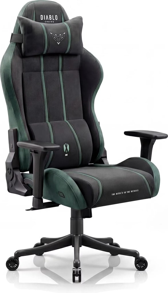 Herné kreslo z látkovým poťahom Small Size, čierny-zelený: Diablo X-One 2.0 Forest Green
