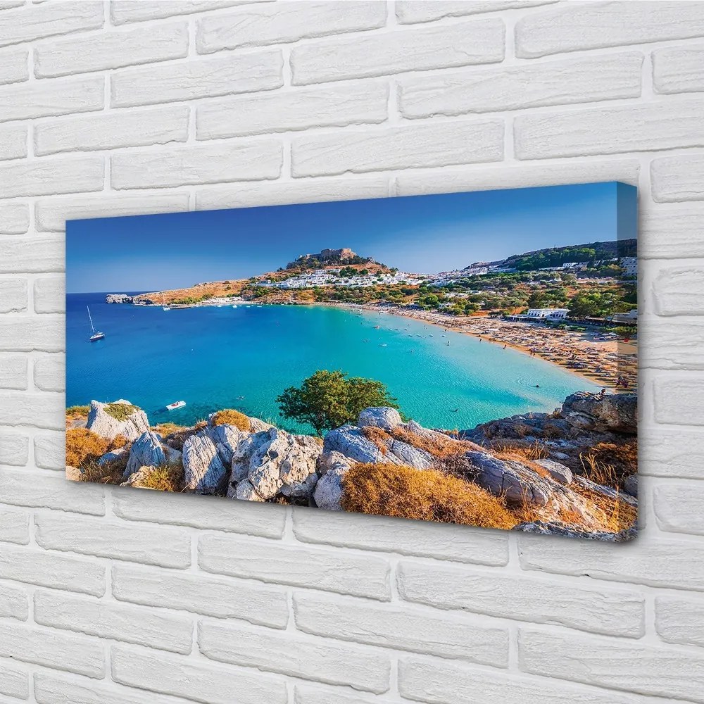 Obraz na plátne Grécko pobrežie beach panorama 120x60 cm