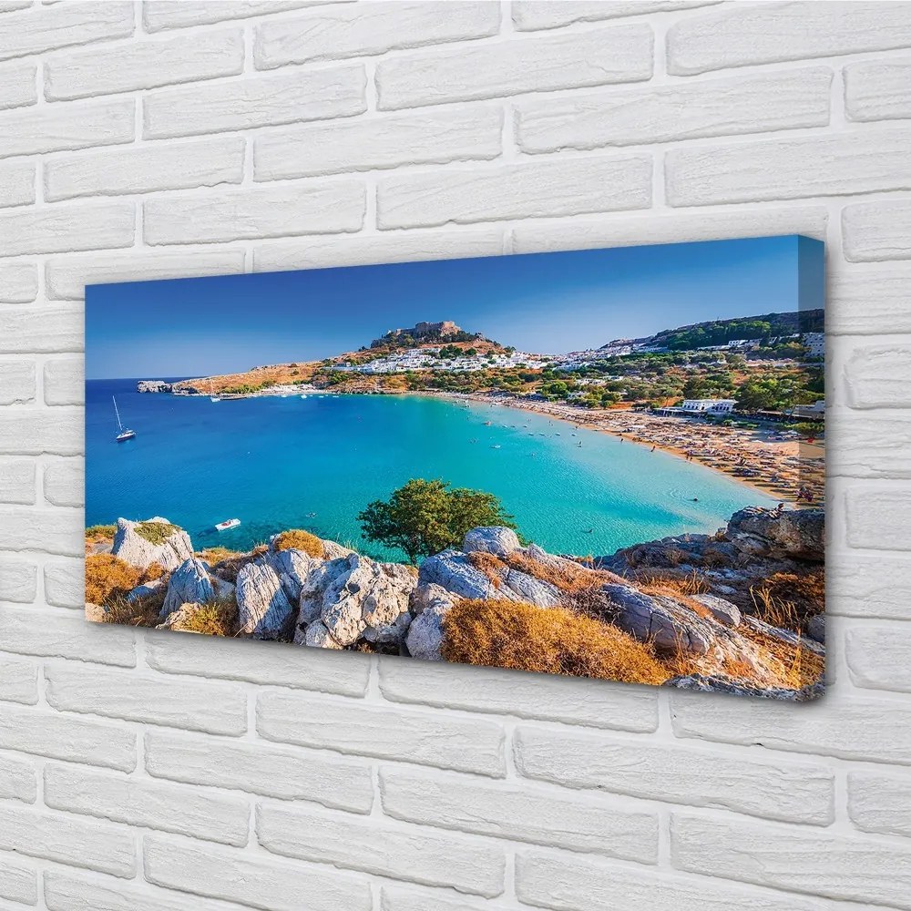 Obraz na plátne Grécko pobrežie beach panorama 125x50 cm